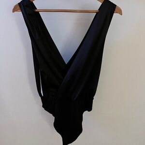 Black Silky Top with built in leotard